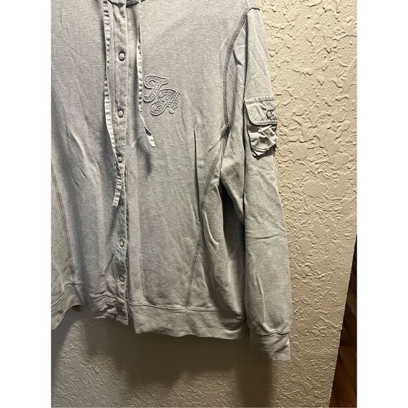 Tommy Hilfiger Grey Snap Button Up Woman’s Hoodie Size 1X -Flaw On Sleeve - Picture 2 of 16